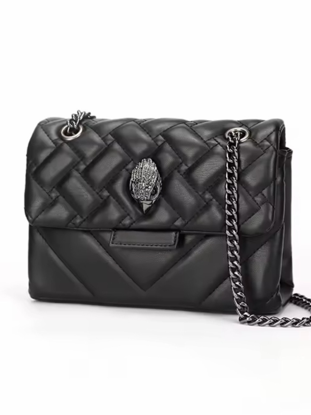 New Kurt Geiger Black Quilted Chain Crossbody medium size